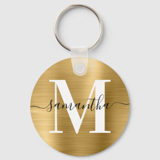 Modern Signature Monogram Gold Foil Keychain