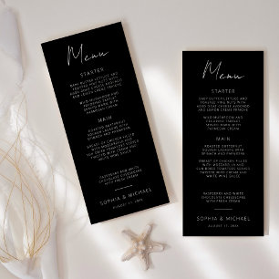 Modern Signature Script Black White Wedding Menu
