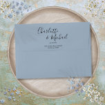 Modern Signature Script Dusty Blue Return Address Envelope<br><div class="desc">Featuring signature script names,  this elegant return address envelope can be personalized with your names and address details in chic white lettering on a dusty blue background. You can customize the background to your favourite wedding theme color. Designed by Thisisnotme©</div>