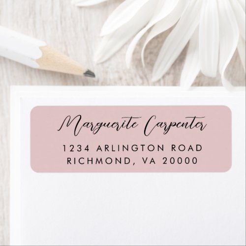 Modern Signature Script Dusty Rose Return Address Label