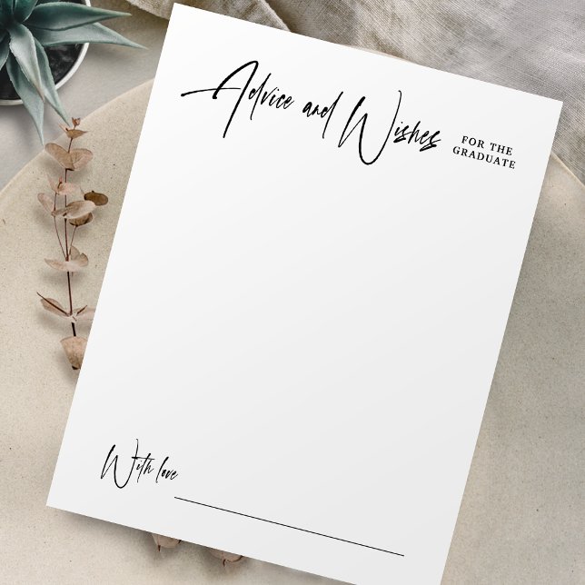 Modern Signature Script Graduation Advice & Wishes Note Card (Modern Signature Script Graduation Advice & Wishes Note Card)