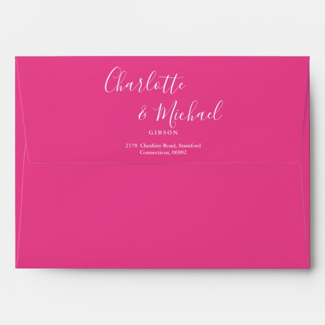 Modern Signature Script Hot Pink Return Address Envelope (Back (Top Flap))