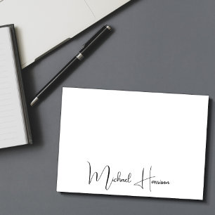 Modern Signature Script Monogrammed Note Card