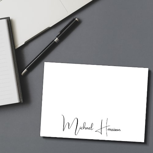 Modern Signature Script Monogrammed Note Card