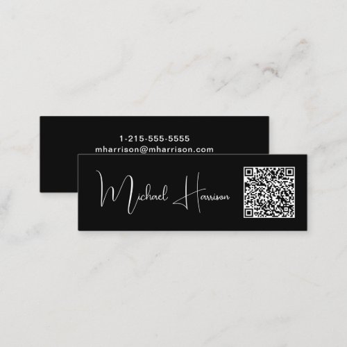 Modern Signature Script QR Code Professional Mini Business Card