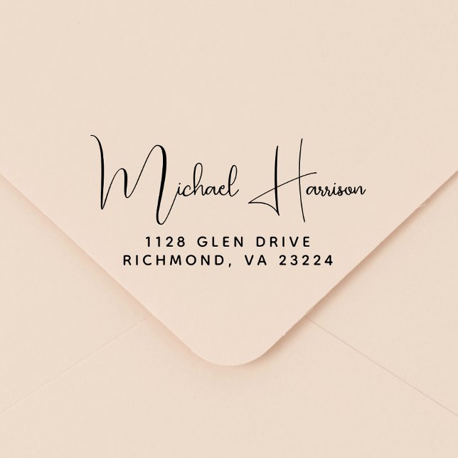 Modern Signature Script Return Address Self-inking Stamp (Creator Uploaded)