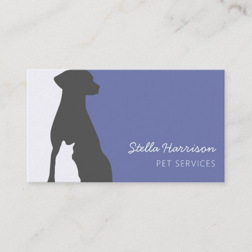Modern Silhouette Dog Cat Pet Service Business Card