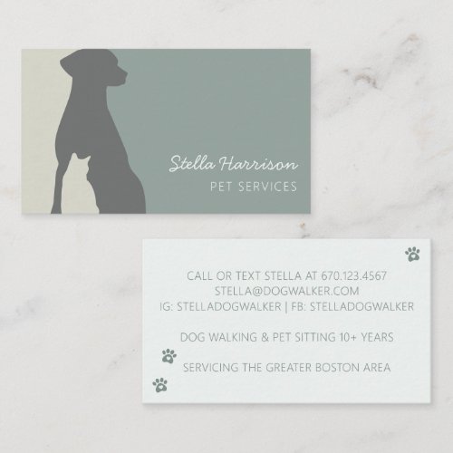Modern Silhouette Dog Cat Pet Service Business Card