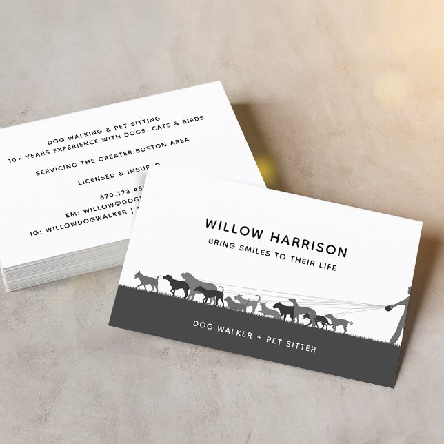 Modern Silhouette Dog Walking Business Card (Modern Silhouette Dog Walking Business Card)