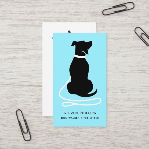 Modern Silhouette Dog Walking Dog Sitting Business Card