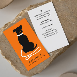 Modern Silhouette Dog Walking Dog Sitting Business Card
