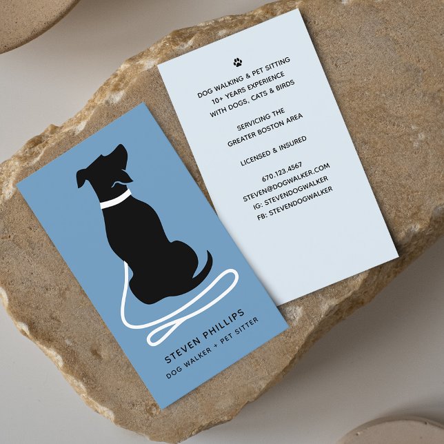 Modern Silhouette Dog Walking Dog Sitting Business Card (Modern Silhouette Dog Walking Dog Sitting Business Card)