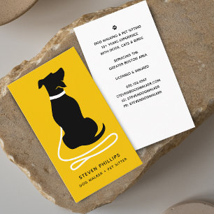 Modern Silhouette Dog Walking Dog Sitting Business Card