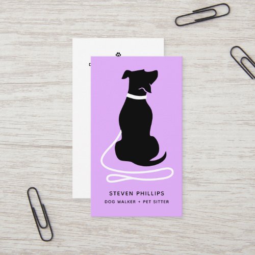 Modern Silhouette Dog Walking Dog Sitting Business Card