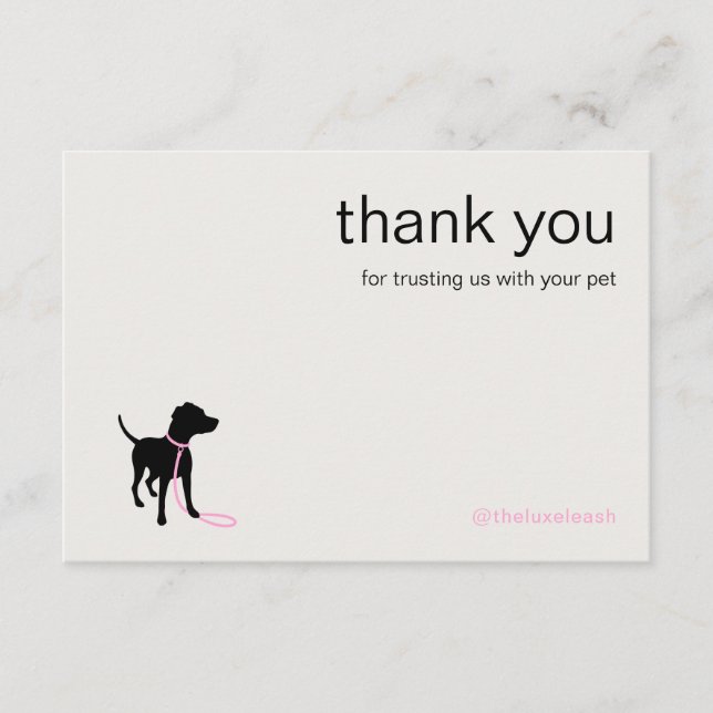 Modern Silhouette Dog Walking QR Code Thank You Card (Front)
