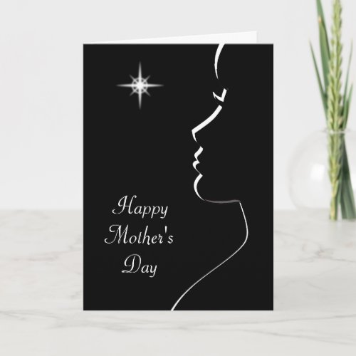 Modern Silhouette in Black  White Mothers Day  C Card