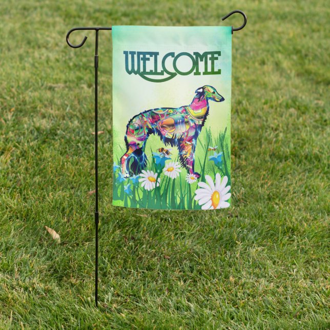 Modern Silken Welcome Garden Flag (In SItu)