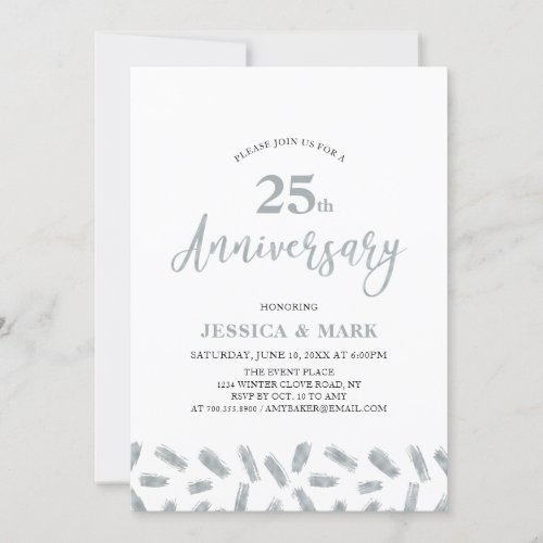 Modern Silver 25th Wedding Anniversary Invitation