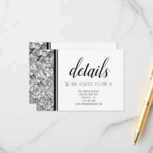 Modern Silver and Black Text Wedding Enclosure Card