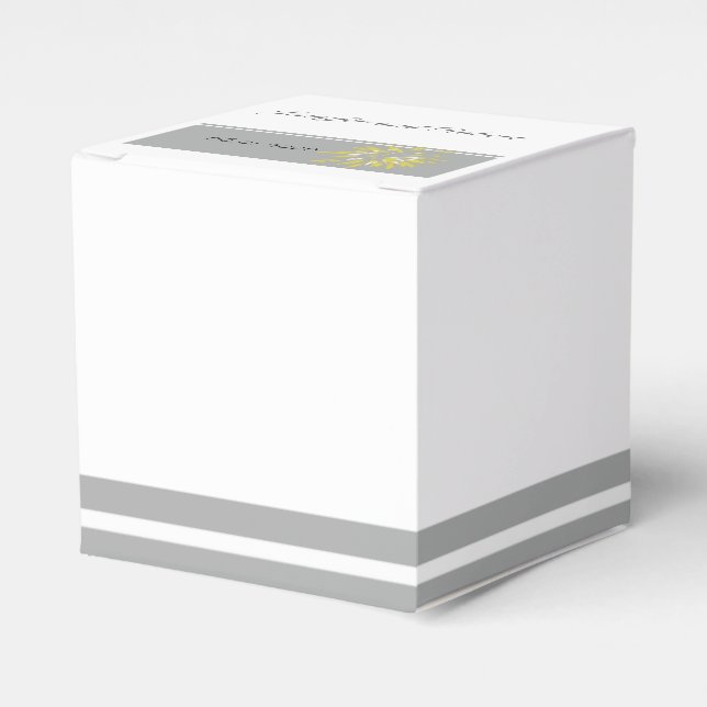 Modern Silver and Buttercup Flower Favor Box (Front Side)