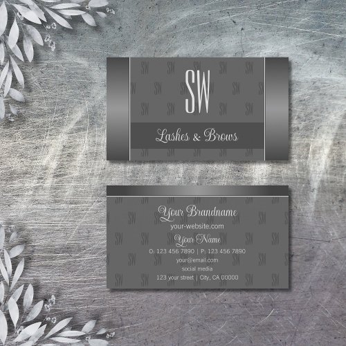 Modern Silver and Gray with Monogram Professional Business Card