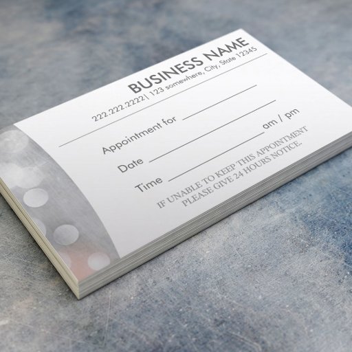Customizable Modern Silver Appointment Business Card