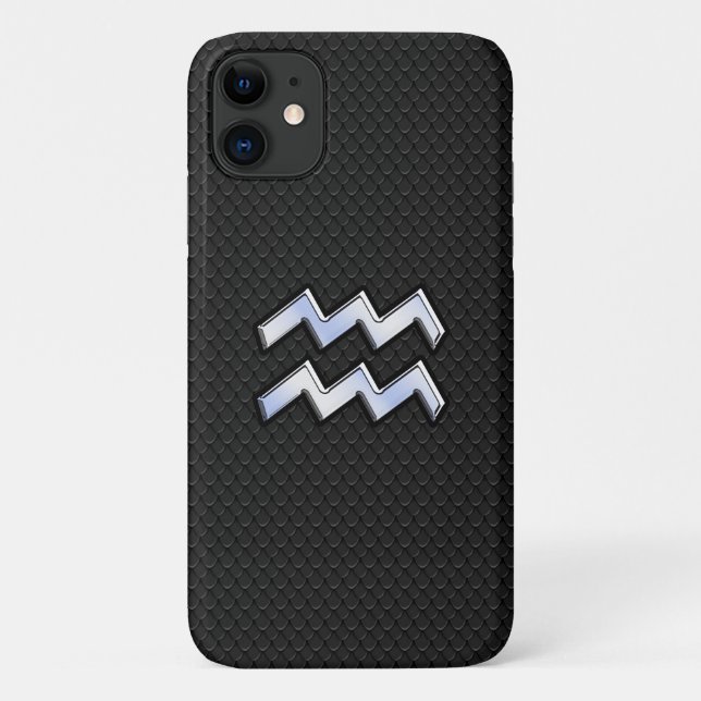 Modern Silver Aquarius Zodiac Sign on Snake Case-Mate iPhone Case (Back)