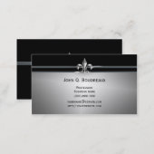 Modern Silver Black Fleur de Lis Business Card (Front/Back)