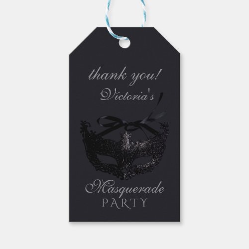 Modern Silver Black Masquerade Party  Gift Tags