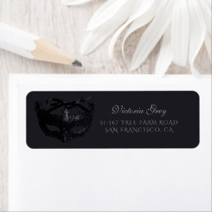 Modern Silver Black Masquerade Party Label