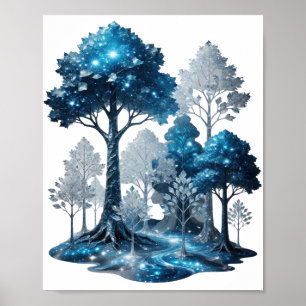 Modern Silver BLUE ICE FOREST Custom Tee Poster