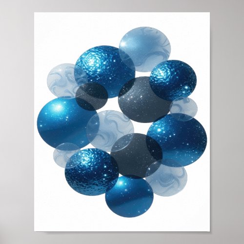 Modern Silver BLUE STARS Poster