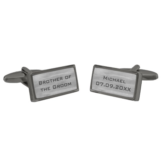 Modern Silver Brother of the Groom Cufflinks (Angled)