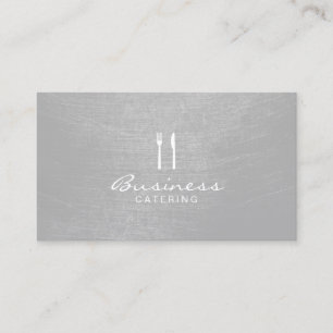 Modern Silver Brushed Texture Catering Business Card