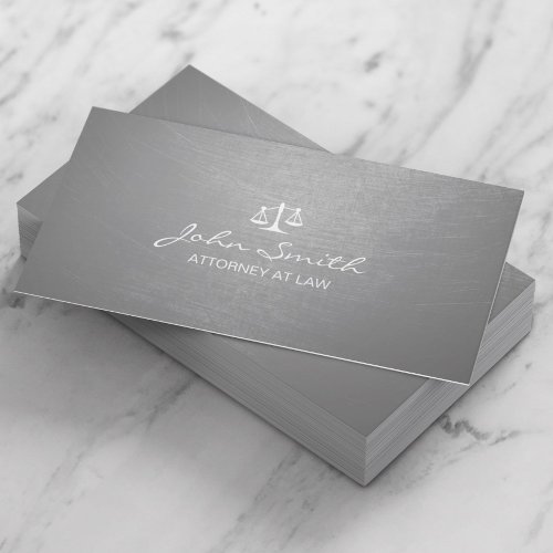 Modern Silver Brushed Texture LawyerAttorney Business Card