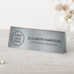 Modern Silver Business Logo Name Table Tent