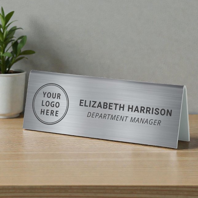Modern Silver Business Logo Name Table Tent (Modern Silver Business Logo Name Table Tent)