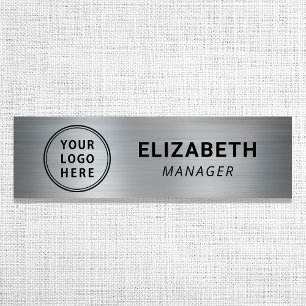 Modern Silver Business Logo Name Tag
