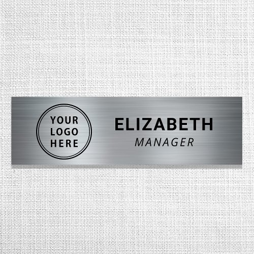 Modern Silver Business Logo Name Tag