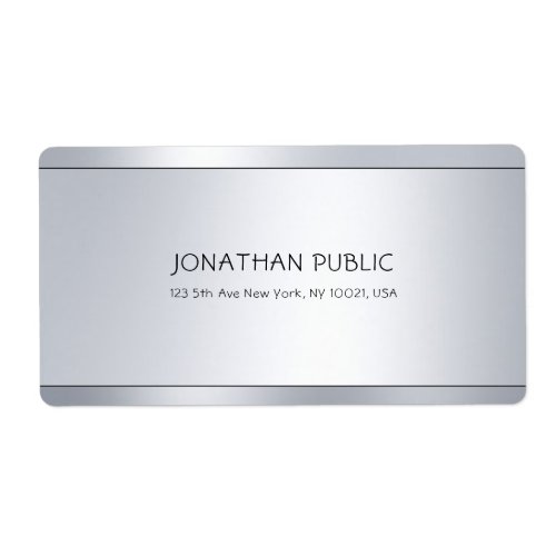 Modern Silver Chic Simple Design Shipping Address Label