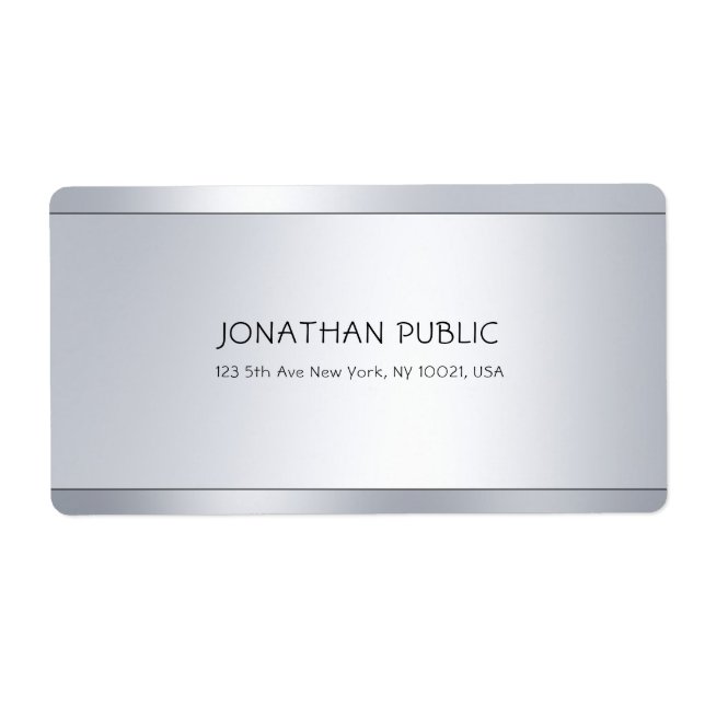 Modern Silver Chic Simple Design Shipping Address Label (Front)