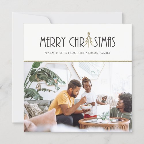 MODERN SILVER CHRISTMAS DOODLE HOLIDAY PHOTO CARD