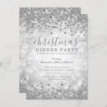 Modern Silver Christmas Glitter Winter Wonder Invitation