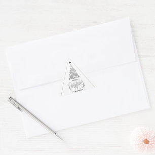 Modern Silver Christmas Tree Holiday Triangle Sticker
