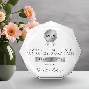 Modern Silver Company Logo Achievement Business Acrylic Award