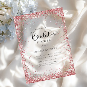 Modern Silver Copper Glitter Bridal Shower Acrylic Invitations