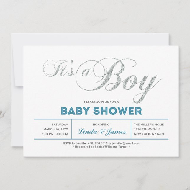 Modern Silver Couple Baby Shower Invitation (Front)