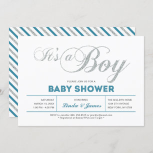 Modern Silver Couple Baby Shower Invitation