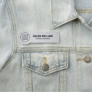 Modern Silver Custom Business Logo and Name Tag