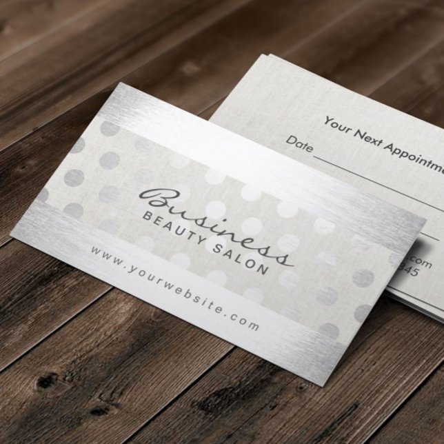 Modern Silver Dots Beauty Salon Appointment Card (Creator Uploaded)